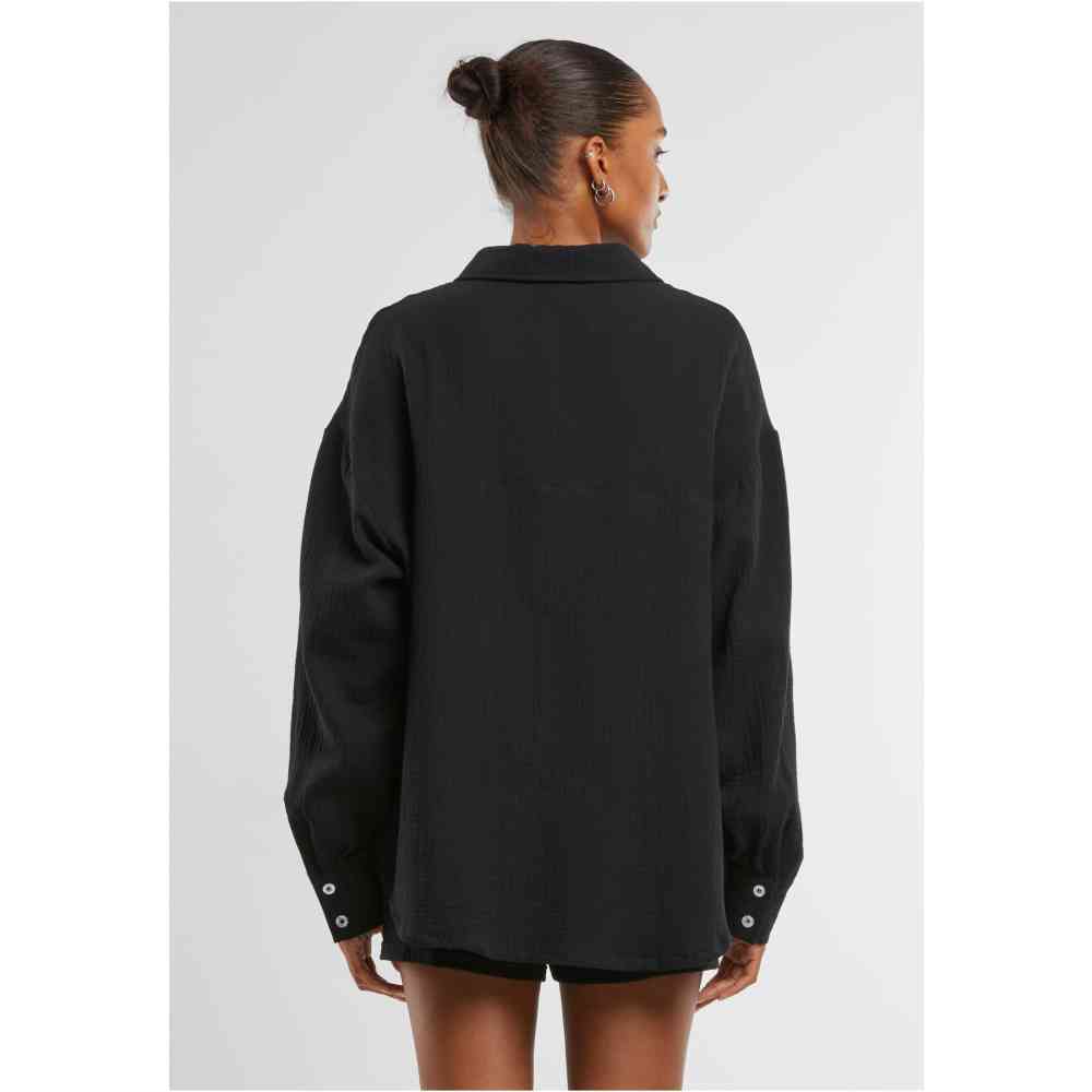 Urban Classics - Oversized Musselin Blouse - Zwart